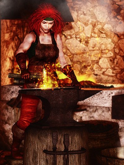 Confident that the vultite has reached the right temperature, you draw the glowing bar from the forge.  Turning, you lay the vultite slab on the anvil and, holding it firmly with the tongs, you begin to shape it with your forging-hammer.     
   (Graphic was created by Designsbyeve) CLICK PICTURE TO ENLARGE