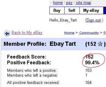 Picture of ebay feedback page