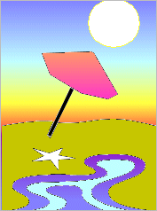 Graphic of a sunset beach